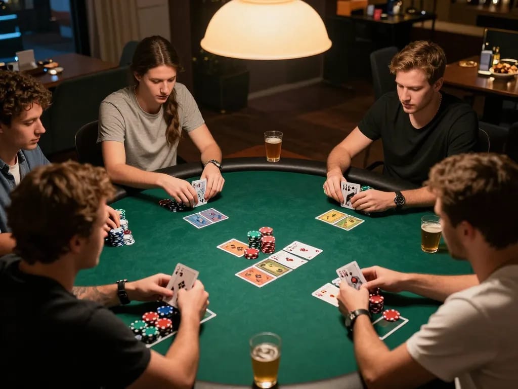 Players engaged in a tense poker game at CM88, highlighting strategy and social interaction.