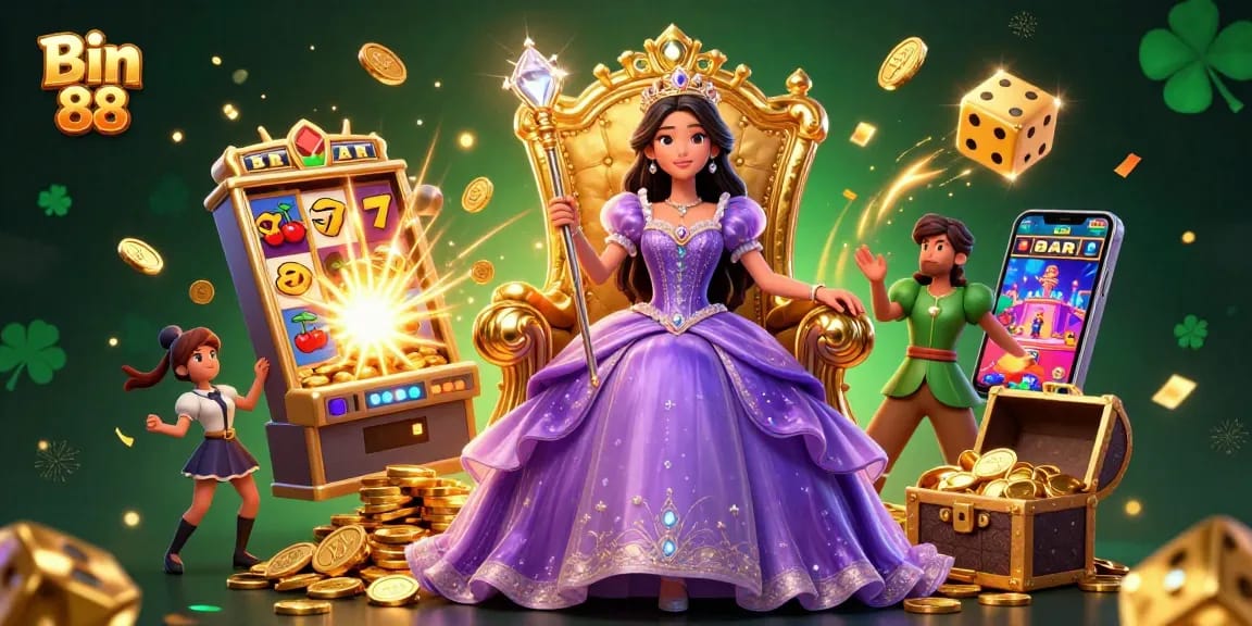 Experience the thrill of Bin 88 with vibrant slot machines and luxurious casino elements.