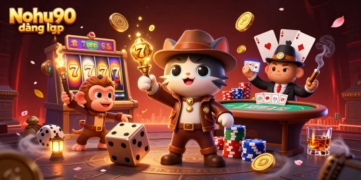 Experience the thrilling world of Nohu90 đăng nhập with an energetic casino exploration scene.