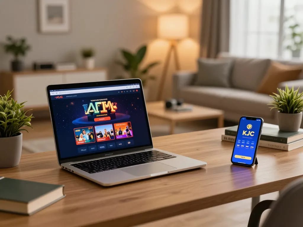Engaging in KJC gaming experience through a smartphone app in a cozy home setting