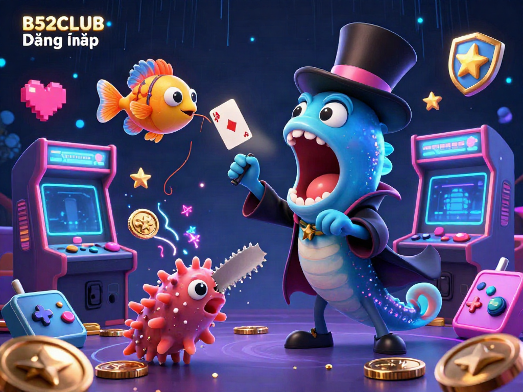 Experience the magic of B52CLUB Đăng nhập with vibrant casino-themed characters in a dynamic 3D scene.
