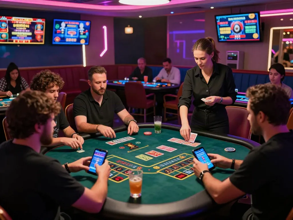 Exciting gaming scene at https://fabet.com.mx/ with players enjoying live casino games and vibrant atmosphere.