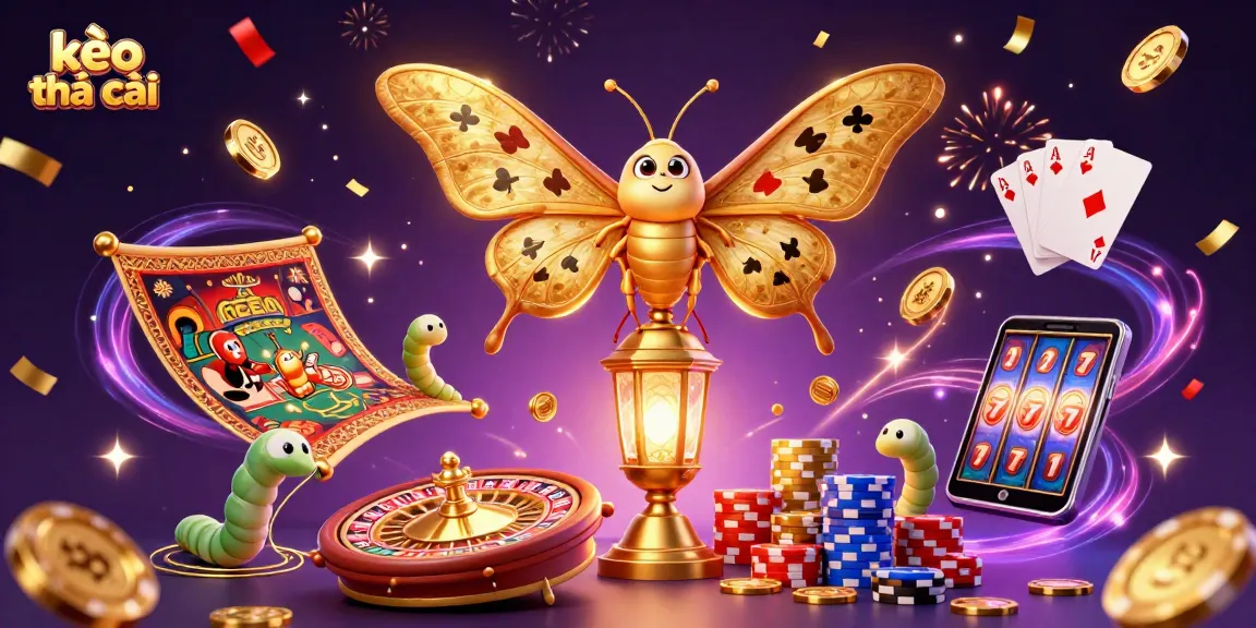 Experience kèo nhà cái with vibrant casino scenes and dynamic elements in this 3D illustration.