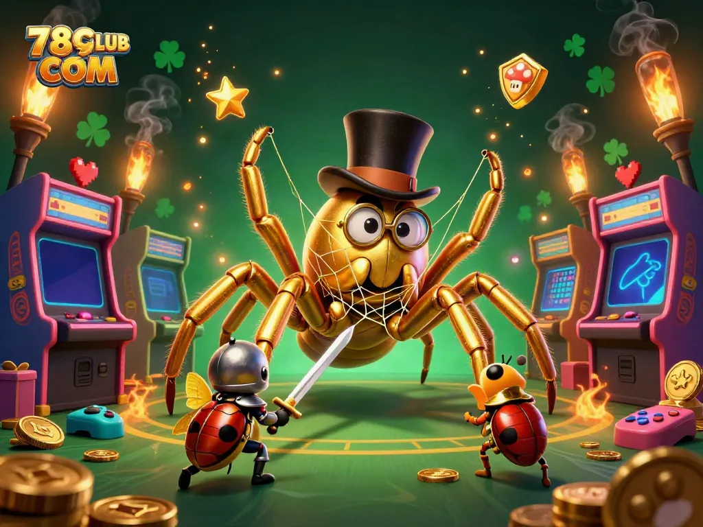 Experience the thrill of gaming at 789CLUB COM with colorful arcade machines and whimsical characters.