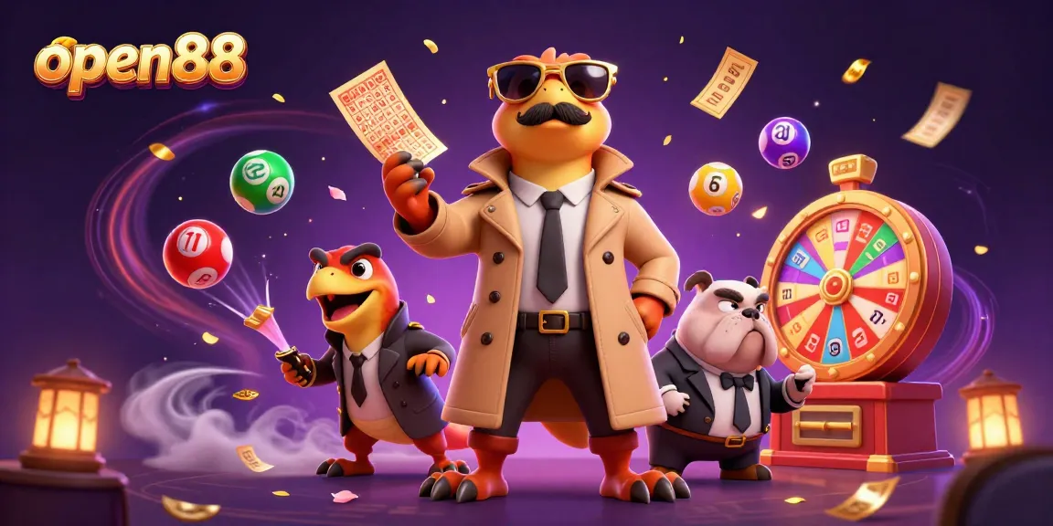 Experience the thrilling draw of open88 with vibrant lottery balls and raptors in a VIP casino scene.