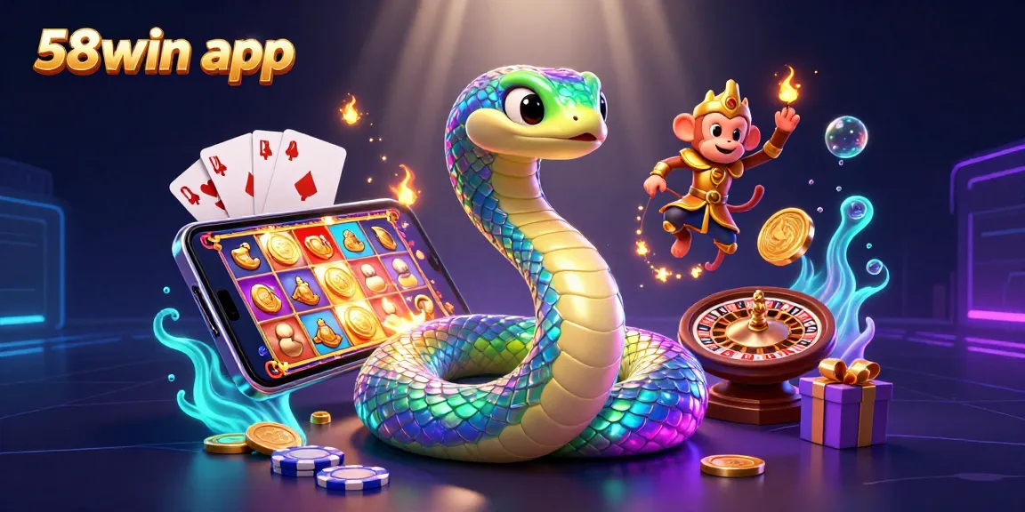Experience the excitement of the 58win app with vibrant 3D characters and dynamic gaming elements.