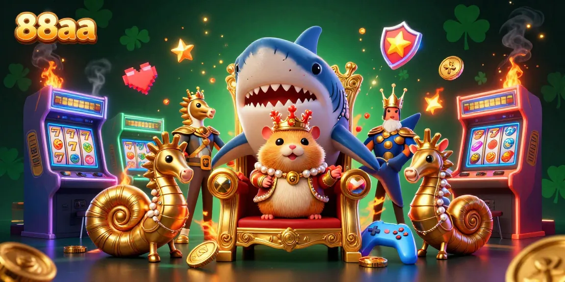 Experience the vibrant action of slots with 88aa, featuring a hamster king and arcade game elements.
