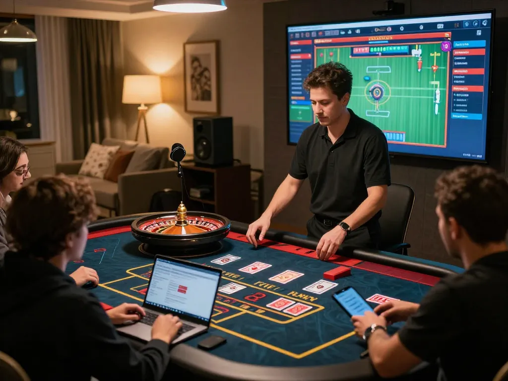 RR88 players engaging in interactive live dealer games from home, showcasing a vibrant casino experience