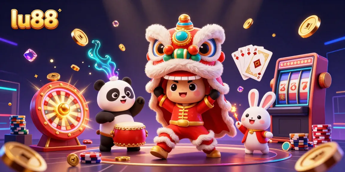 Experience the thrill of winning with lu88's vibrant illustration of a festive casino scene.
