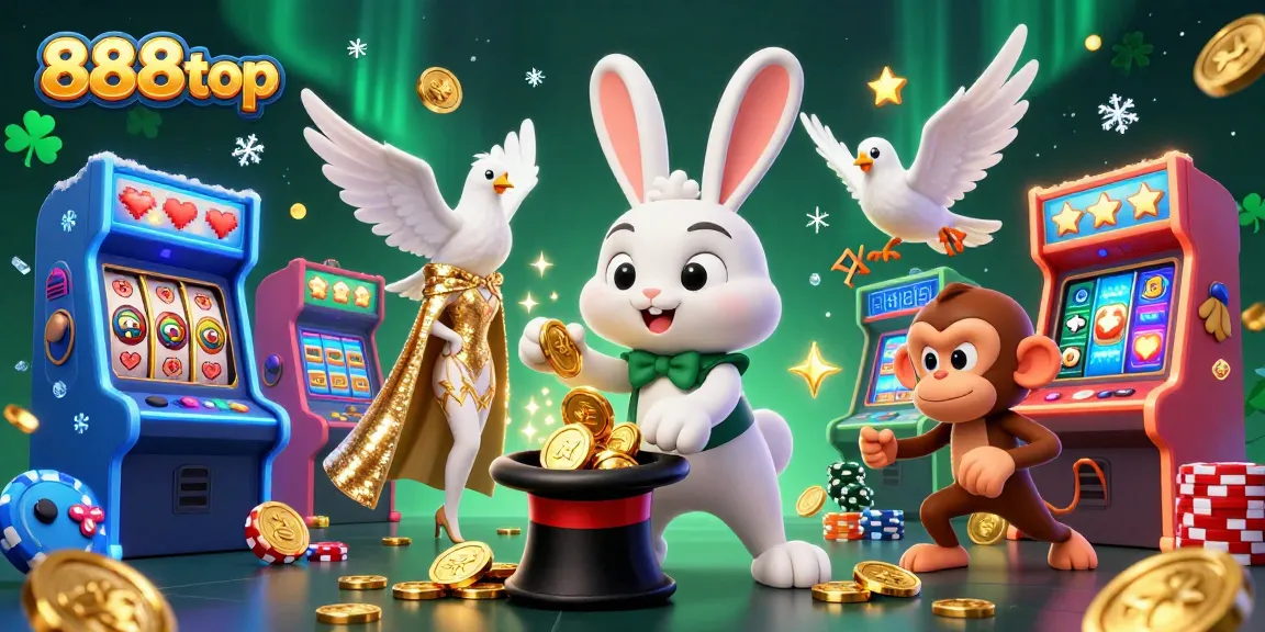 Experience thrilling gameplay at 888top with colorful characters and sparkling casino elements.