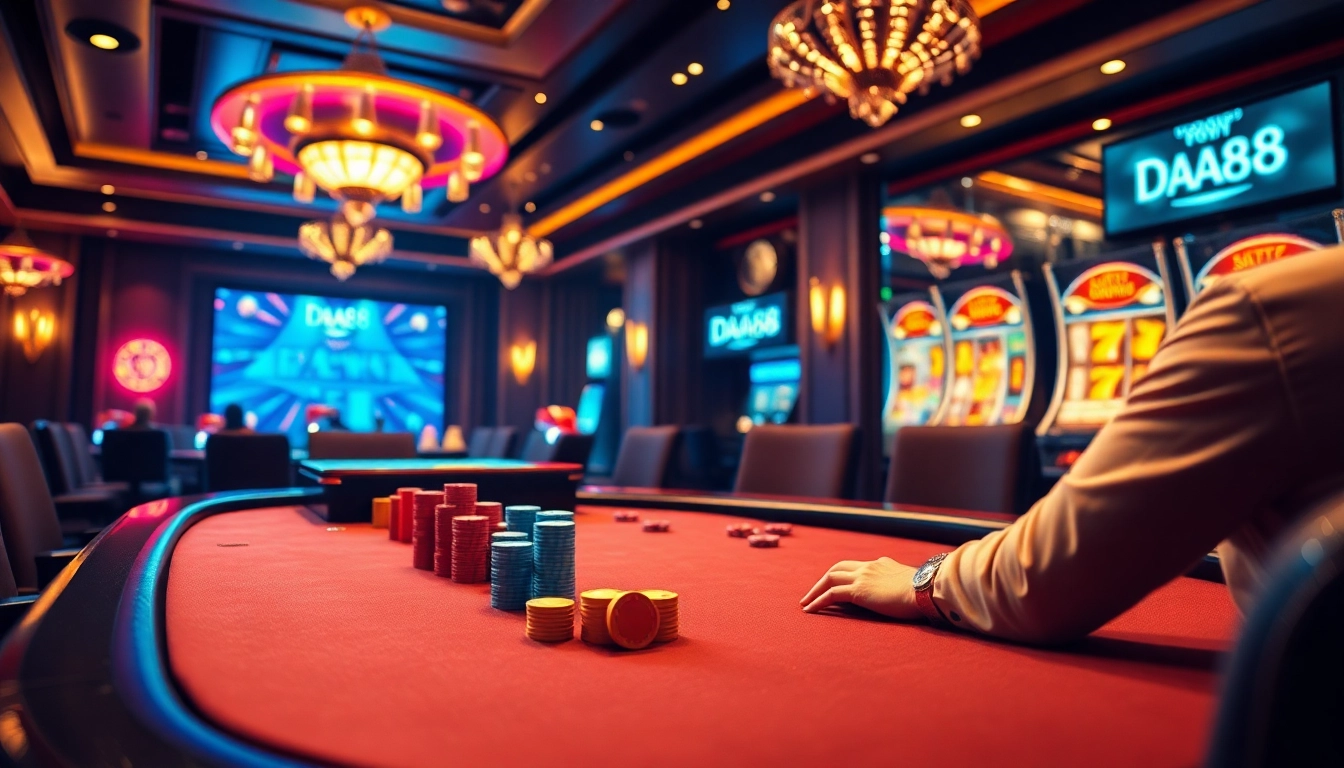 Players enjoying the thrill of DA88 poker at a luxurious casino table.