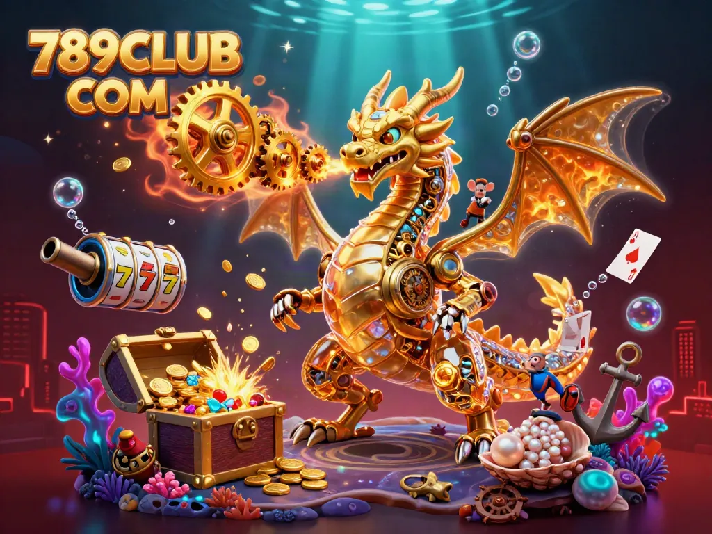 Experience thrilling gaming action at 789CLUB COM with animated characters and gold treasures.