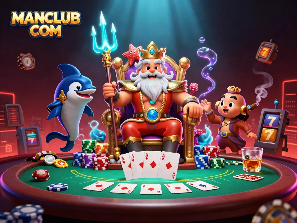 Engage in top-tier gambling experience with MANCLUB COM featuring vibrant casino activities and 3D characters!