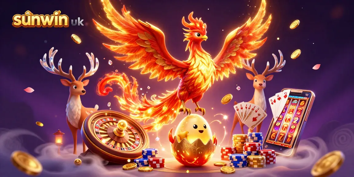 Win big with the vibrant scene featuring sunwin uk showcasing thrilling casino elements and magical creatures.