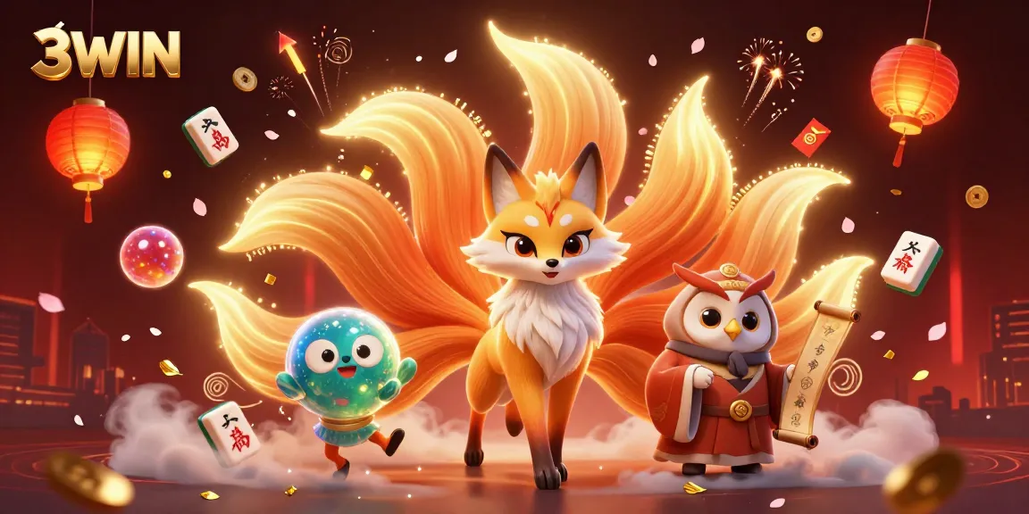 Engage with 3WIN's vibrant gaming scene featuring mystical characters and casino elements.