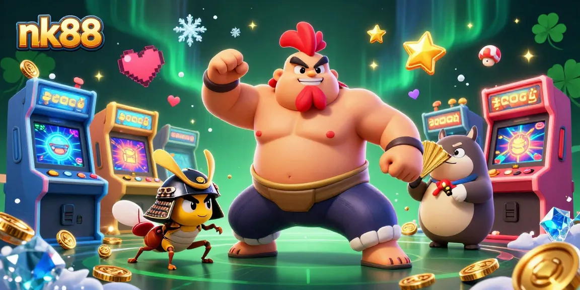 Experience nk88's thrilling casino adventure with cartoon characters and vibrant gaming elements.