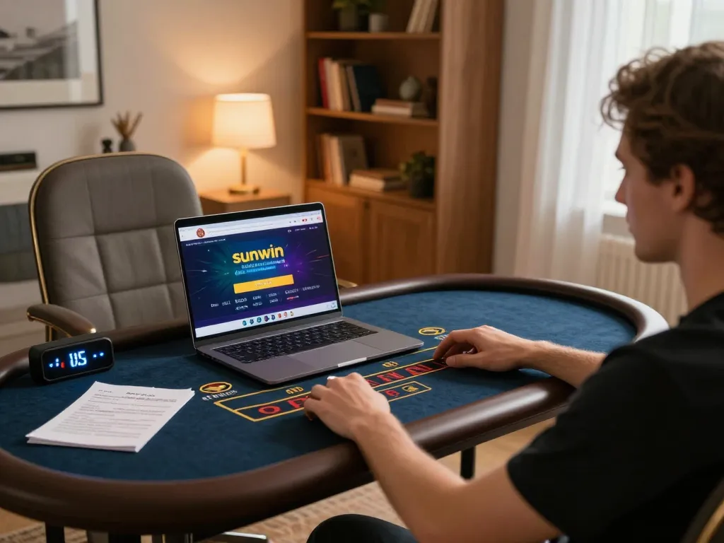 Person enjoying a strategic session on the sunwin gaming app at home