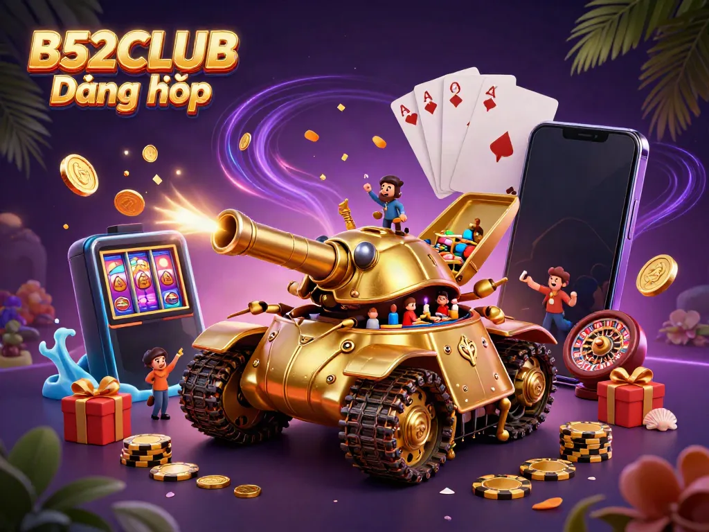Experience the thrill with B52CLUB Đăng nhập, a vibrant 3D casino scene packed with action.