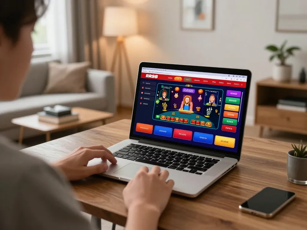 Engaging gameplay on the RR88 casino app showcasing vibrant live casino action from a cozy home setting.