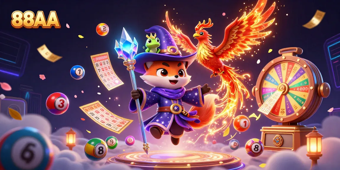 Win big with 88AA as a captivating wizard fox and phoenix bring lottery magic alive!